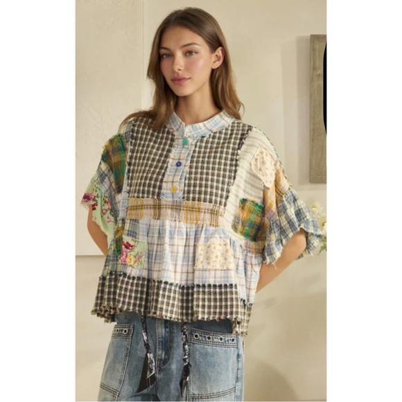 Oli & Hali Tops - Oli & Hali Patchwork Plaid Top